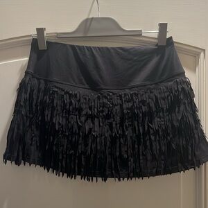 Black tennis skirt. Fringe. Performance fabric. Size small